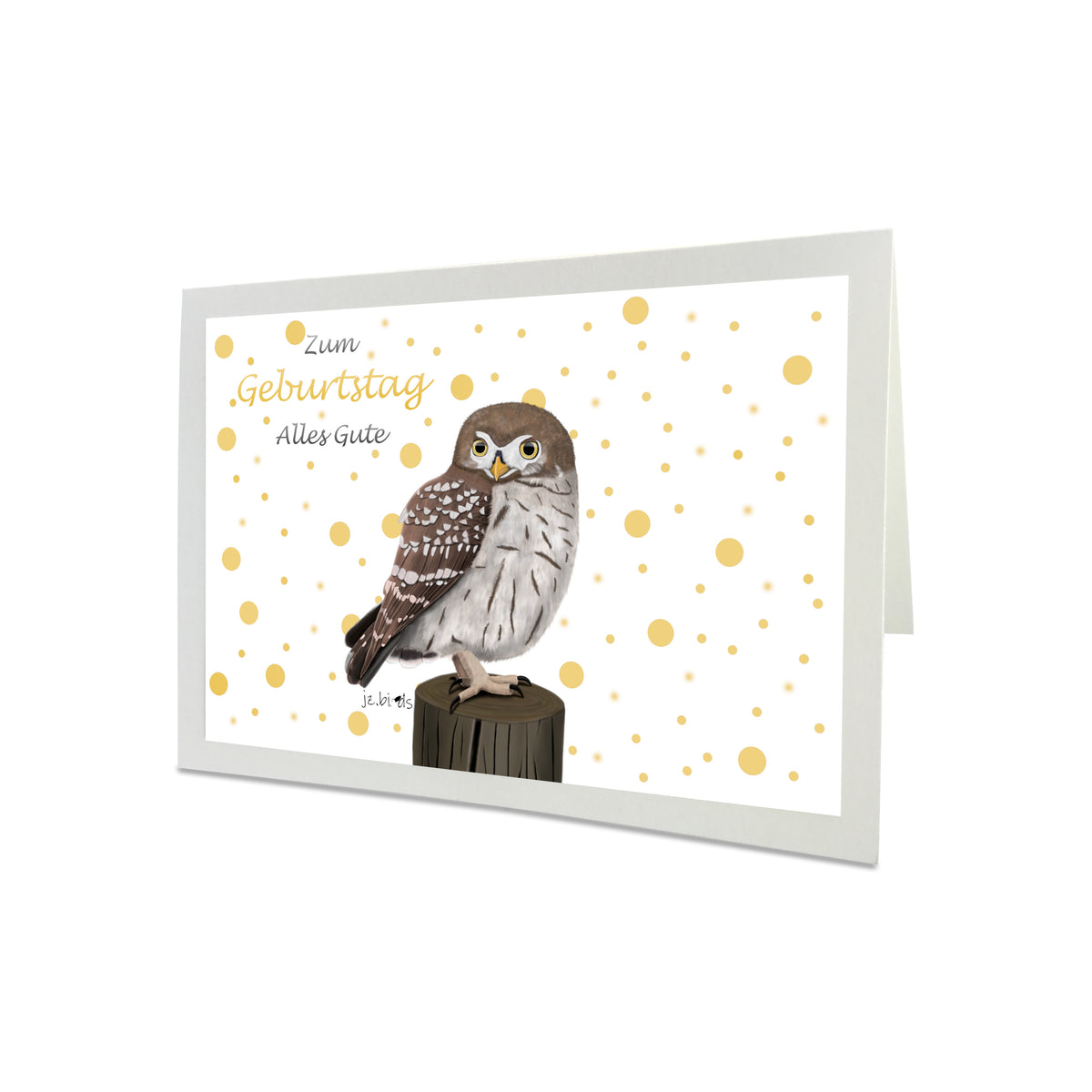 Geburtstagskarte Eule Vogel Illustration Glückwunschkarte Alles Gute zum Geburtstag mit Umschlag
