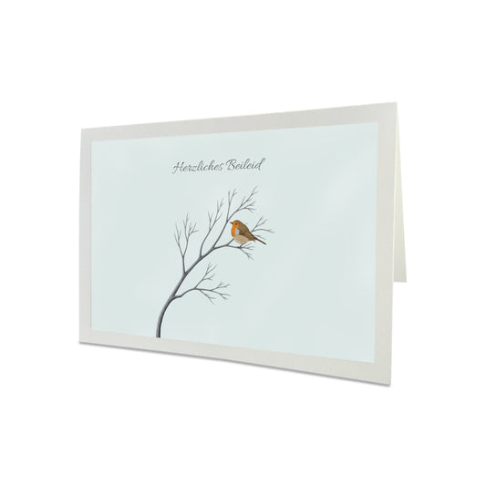 Rotkehlchen Trauerkarte Herzliches Beileid mit Umschlag