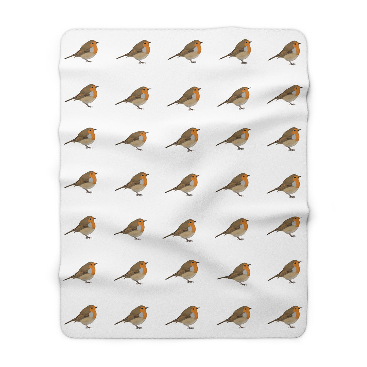 Rotkehlchen Vogel Fleece Sherpa Decke (150x200 cm) – Extra Dick, Kuschelweich & Gemütlich