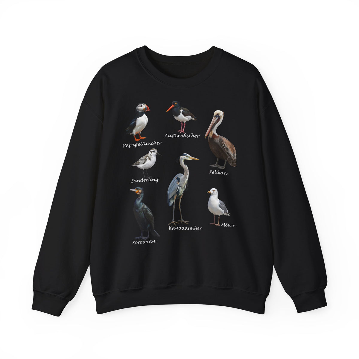 Sweatshirt mit Küstenvögeln: Papageitaucher, Möwe & Co. | Vogelkunde & Meer