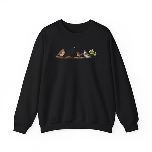 Vögel auf einem Ast Vogel Sweatshirt Amsel Rotkehlchen Kohlmeise Zaunkönig Spatz