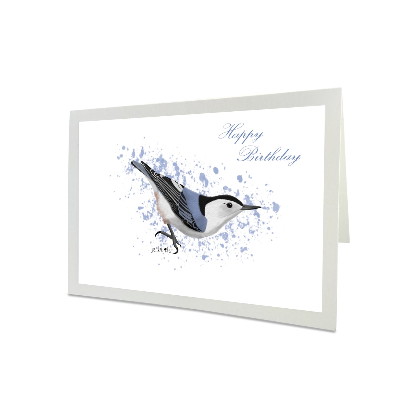 Geburtstagskarte Kleiber Vogel Illustration Glückwunschkarte zum Geburtstag Happy Birthday mit Umschlag