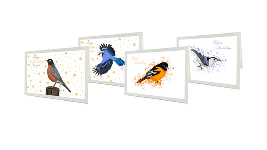 robin bird birthday greeting card