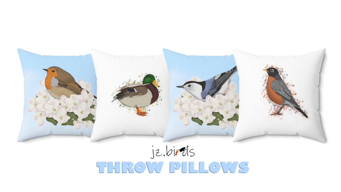 bird throw pillows, perfect for birdwatchers