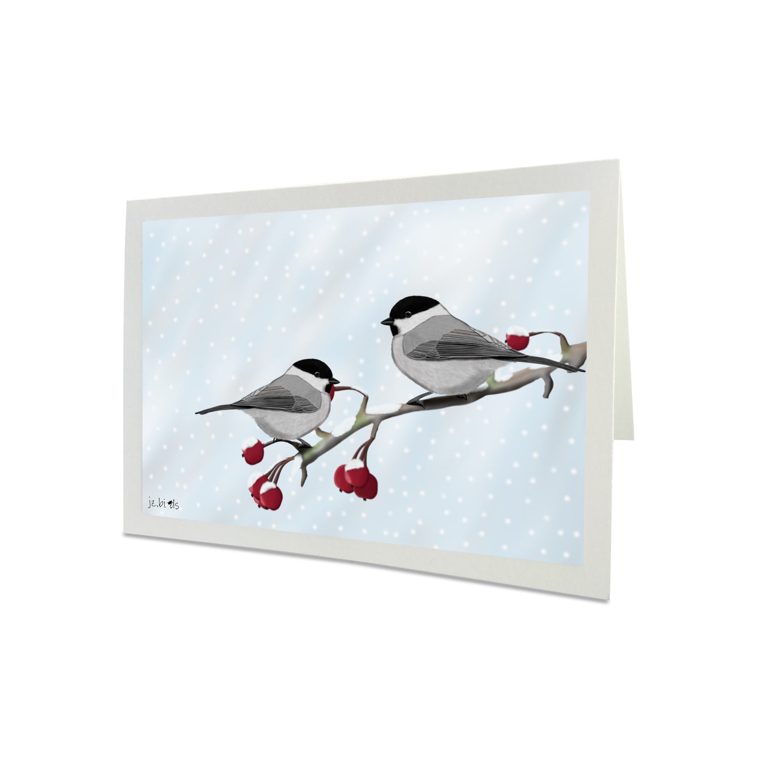 birds on a branch winter greeting cards