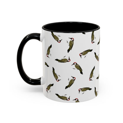 Grünspecht Tasse mit Streumuster | Vogelmotiv Kaffeebecher für Vogelbeobachter & Naturfreunde