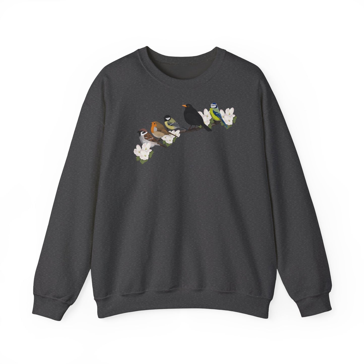 Amsel Rotkehlchen Blaumeise auf einem Ast Vogel Sweatshirt für Naturfreunde und Vogelbeobachter