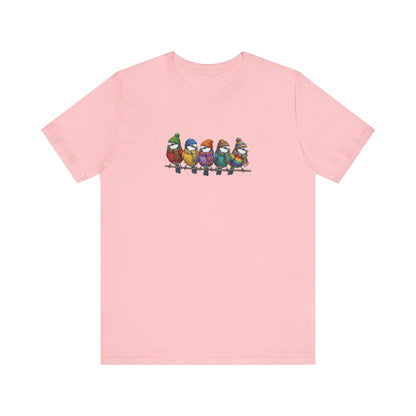 Blaumeisen in Strick T-Shirt – Weiches Premium Shirt mit Einzigartigem Vogelmotiv