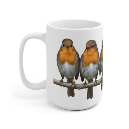 Rotkehlchen Tasse Vögel auf einem Ast Vogelmotiv für Vogelbeobachter und Vogelfreunde