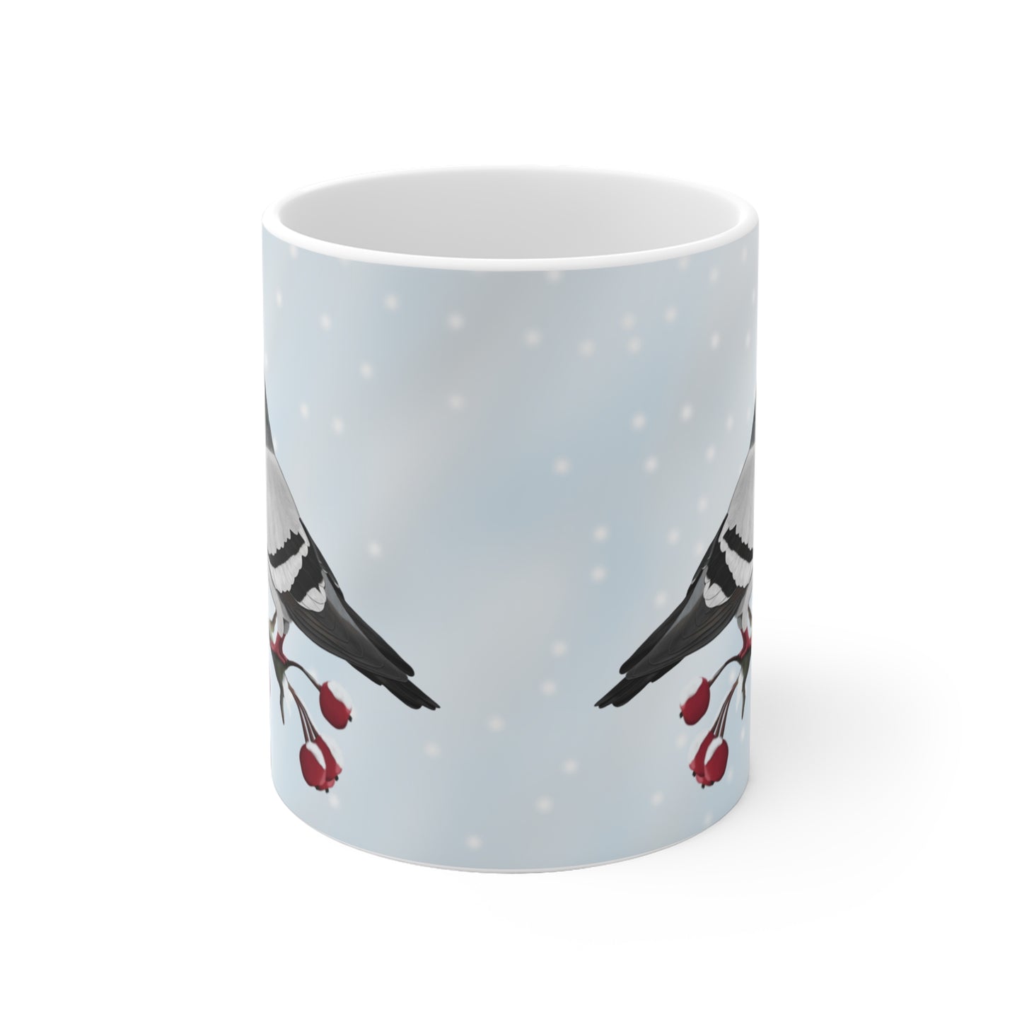 Taube auf einem Ast im Winter Weihnachten Schnee Vogel Tasse