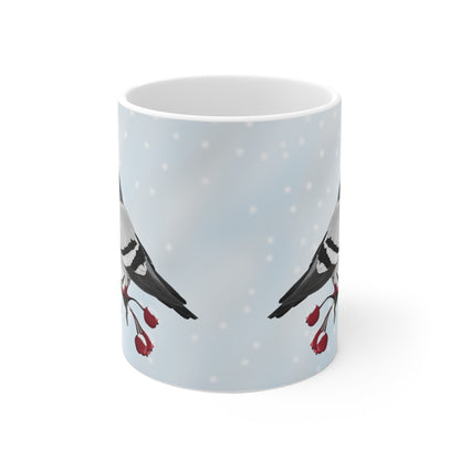 Taube auf einem Ast im Winter Weihnachten Schnee Vogel Tasse