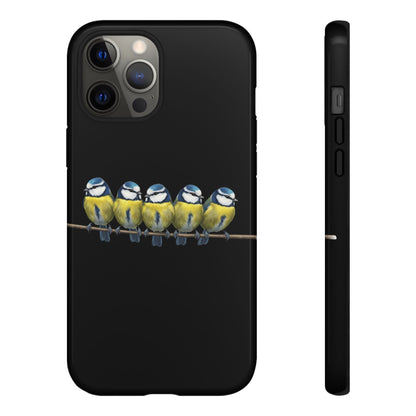 Blaumeisen auf einem Ast Premium Handyhülle – Doppelt Geschützt & Rundum Bedruckt Schwarz