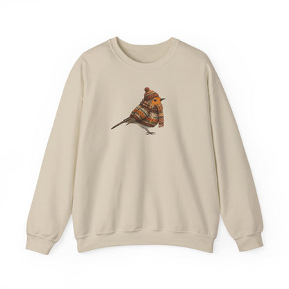 Rotkehlchen in Strick Weihnachts-Sweatshirt | Unisex Vogel Sweater für Vogelfreunde & Vogelbeobachter