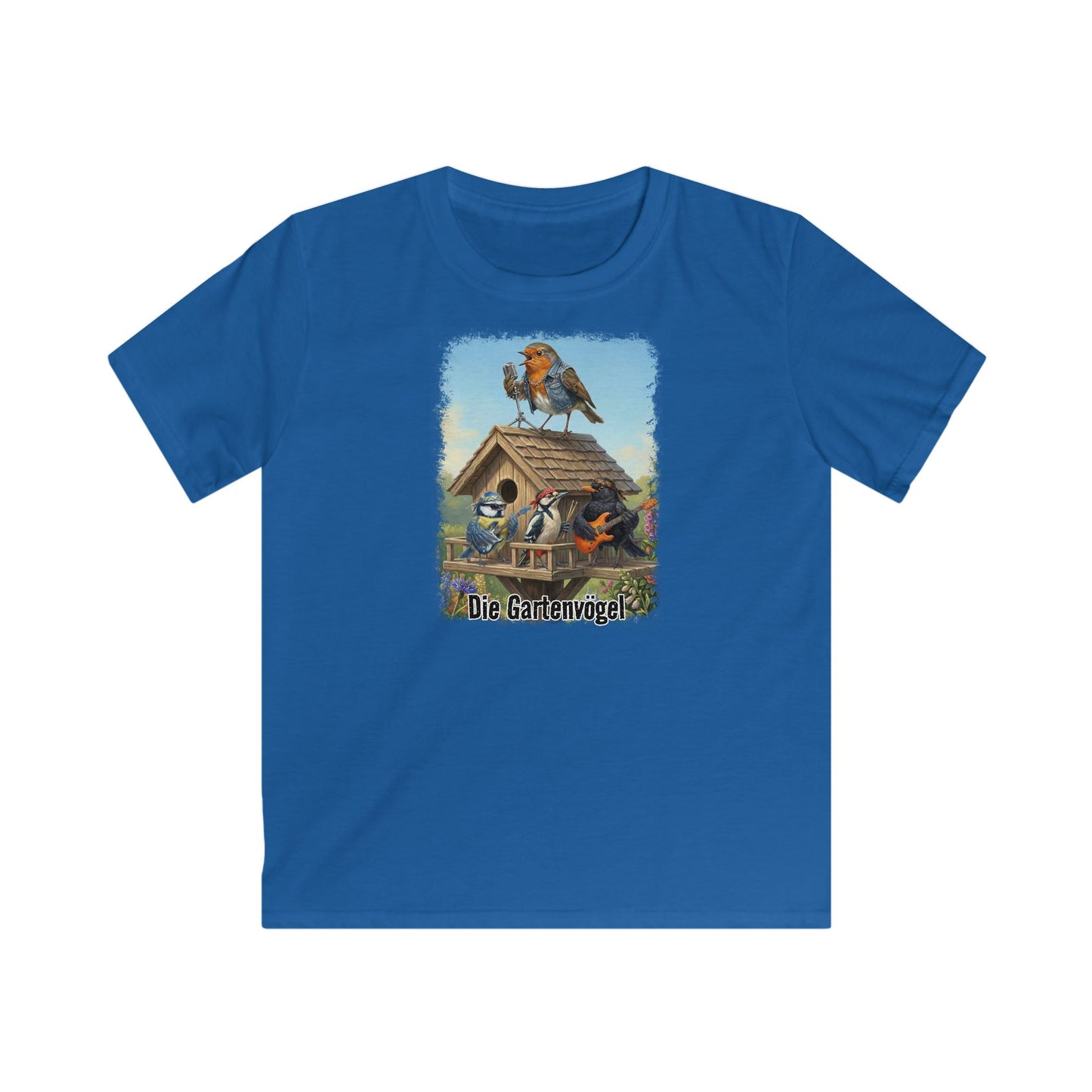 Rotkehlchen Kinder T-Shirt mit bird guitar Hintergrund