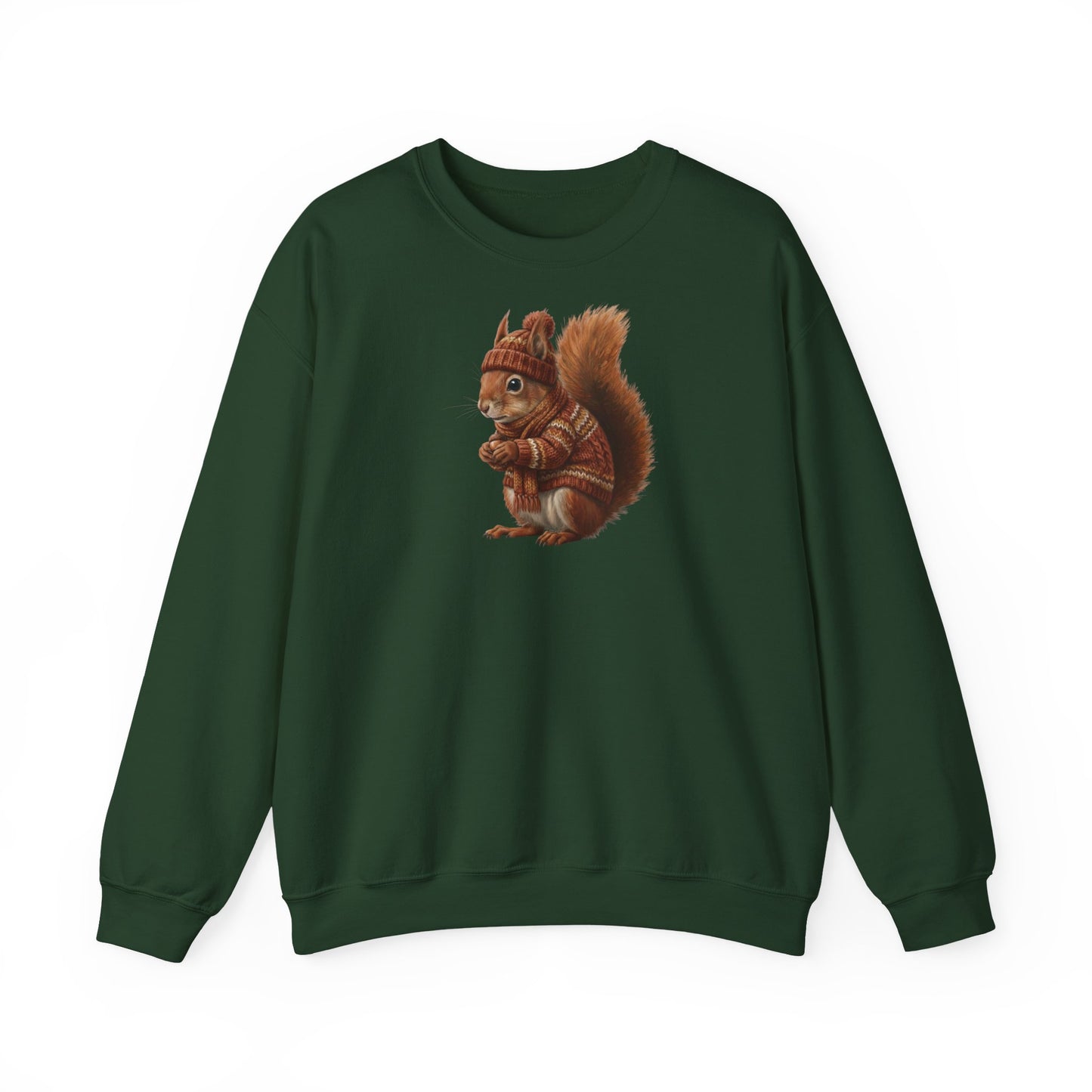 Eichhörnchen in Strick Weihnachts-Sweatshirt | Unisex Tiermotiv Sweater für Tierfreunde & Tierbeobachter