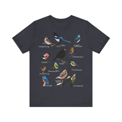 Amsel Rotkehlchen Blaumeise Zaunkönig Vogel T-Shirt für Vogelfreunde und Vogelbeobachter