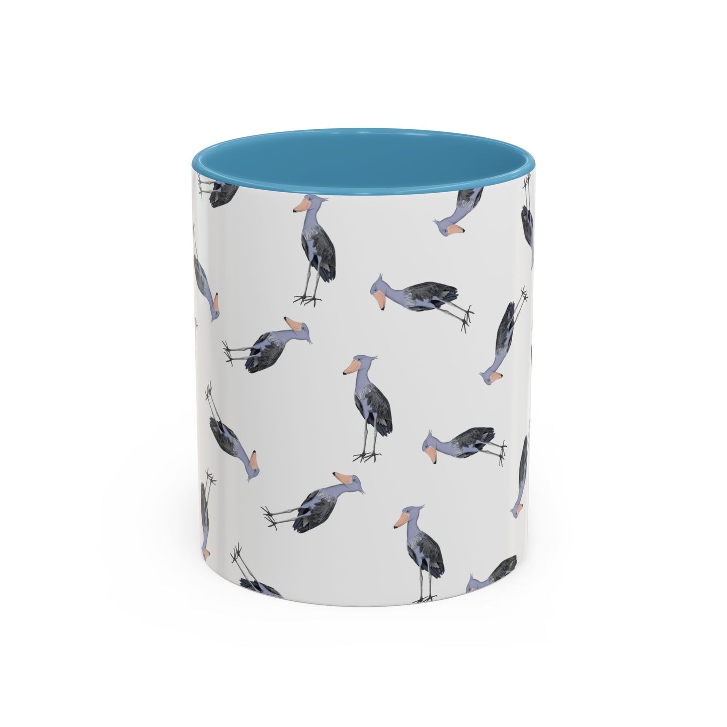 Schuhschnabel Tasse mit Streumuster | Vogelmotiv Kaffeebecher für Vogelbeobachter & Naturfreunde – Accent Coffee Mug and Birds Design style