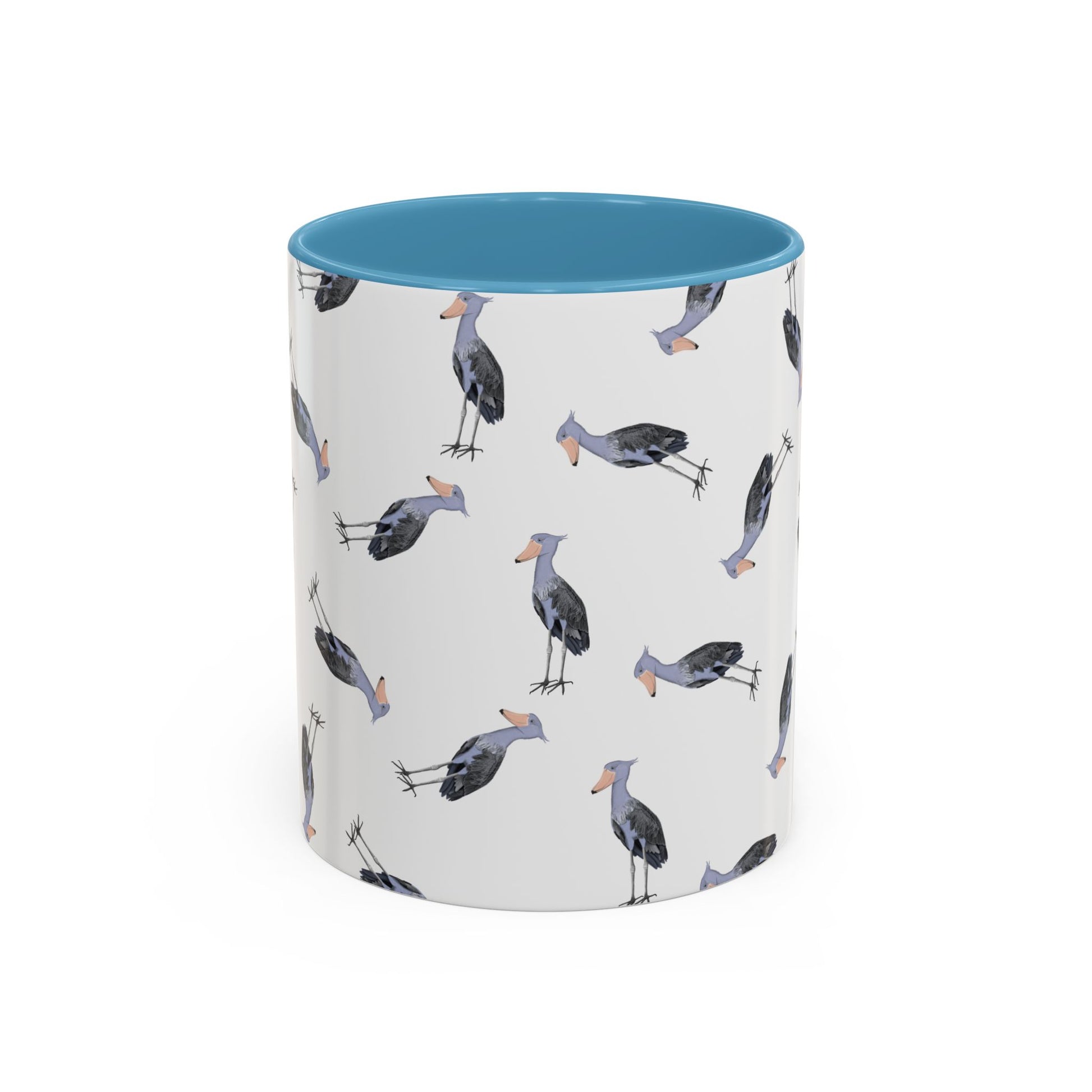 Schuhschnabel Tasse mit Streumuster | Vogelmotiv Kaffeebecher für Vogelbeobachter & Naturfreunde – Accent Coffee Mug and Birds Design style