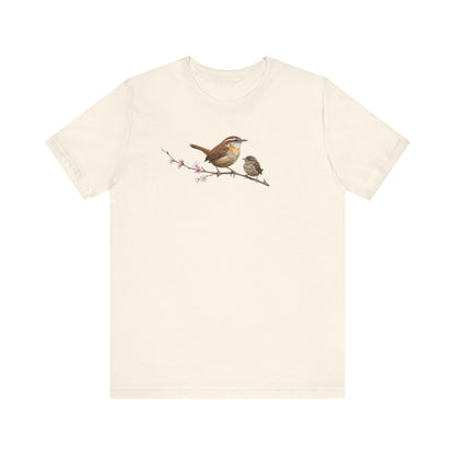 Zaunkönig & Jungvogel T-Shirt | Frühlingsblüten Vogelmotiv für Vogelbeobachter