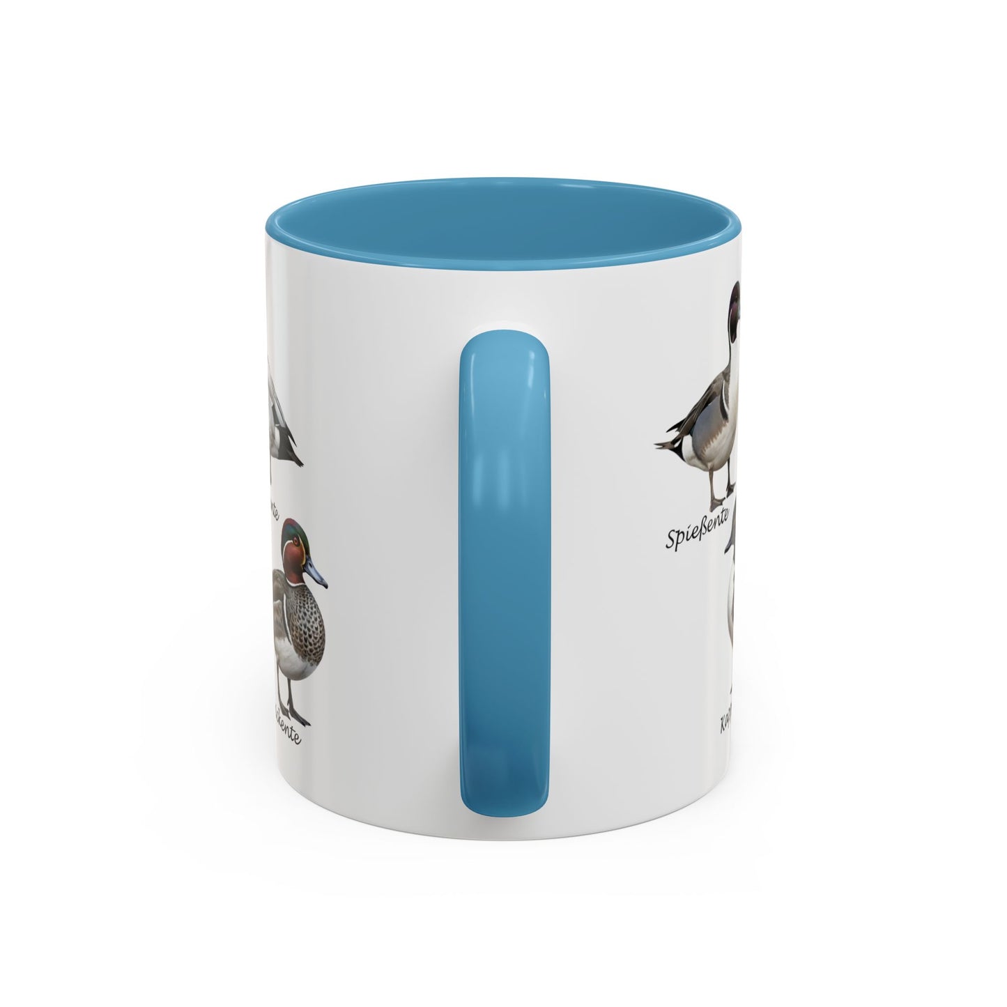 Tasse mit Entenarten: Stockente, Mandarinente & Co. | Farbiger Henkel | Vogelkunde