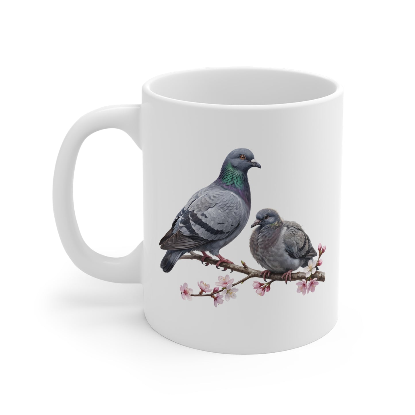 Taube mit Ästling Premium Keramiktasse | Geschenk für Vogelbeobachter