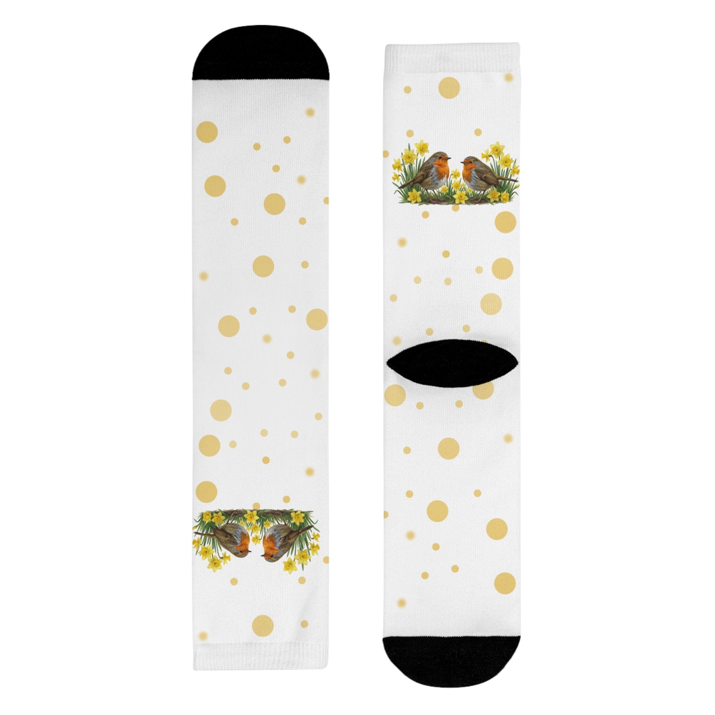 Rotkehlchen Vogel Socken – Vögel in Osterglocken Geschenk für Vogelfreunde
