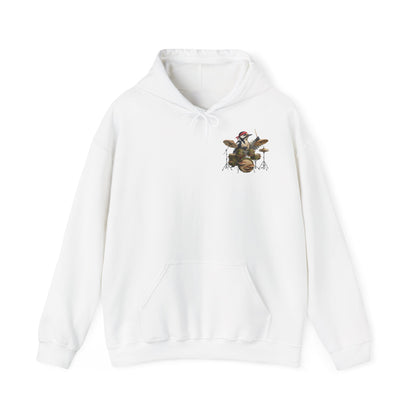 Sigi Specht am Schlagzeug – Premium Band-Hoodie | Die Gartenvögel – artistic apparel, Kapuzenpullover