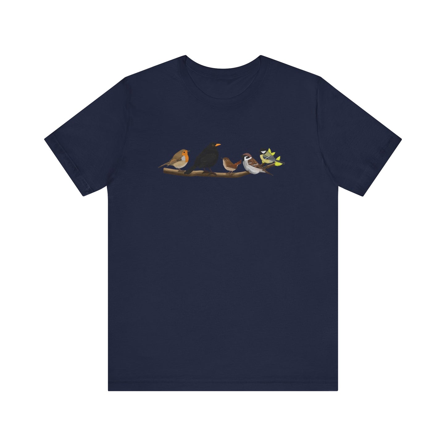 Vögel auf einem Ast T-Shirt Amsel Rotkehlchen Kohlmeise Zaunkönig Spatz Vogel Singvogel