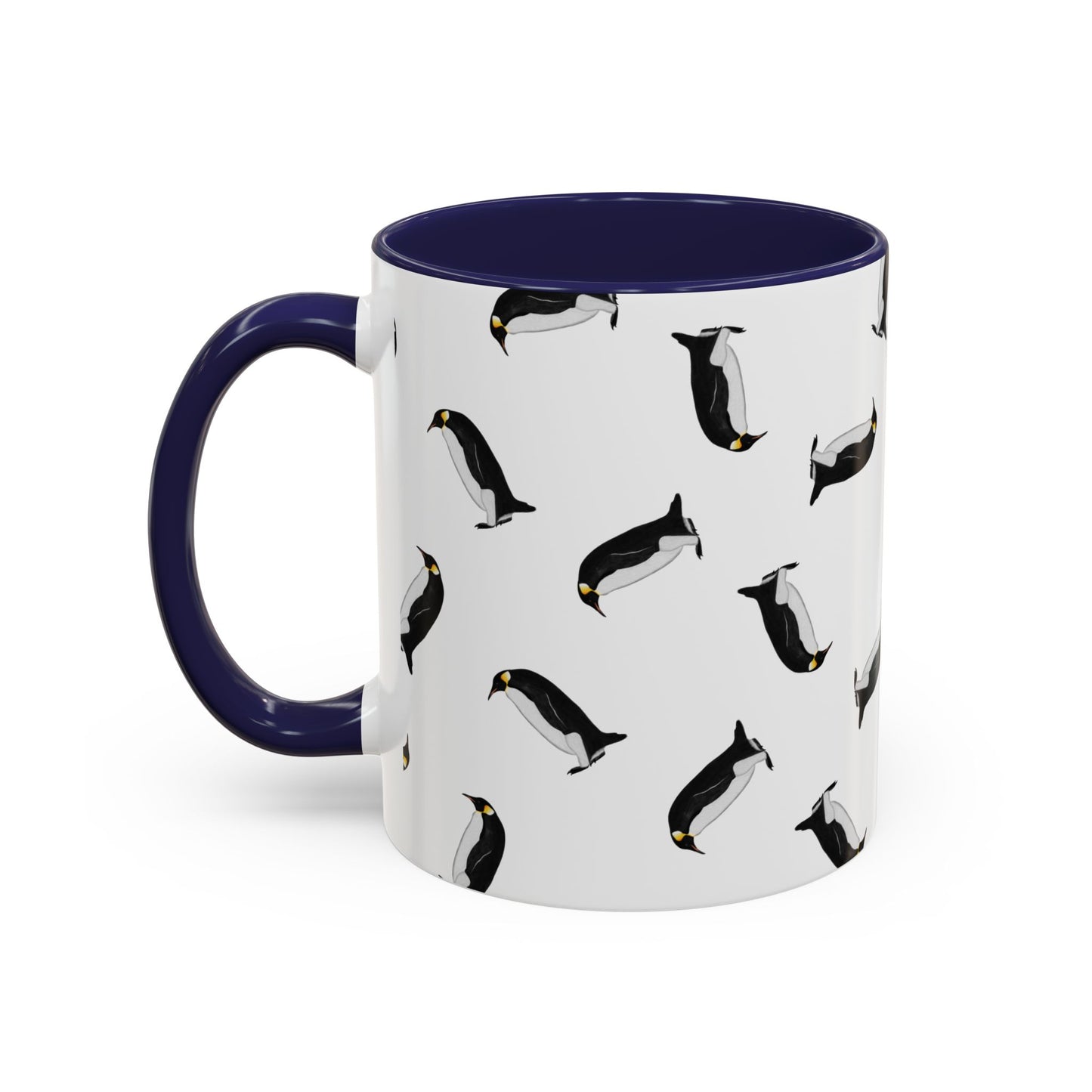 Pinguin Tasse mit Streumuster | Vogelmotiv Kaffeebecher für Vogelbeobachter & Naturfreunde – Accent Coffee Mug, Birds Design