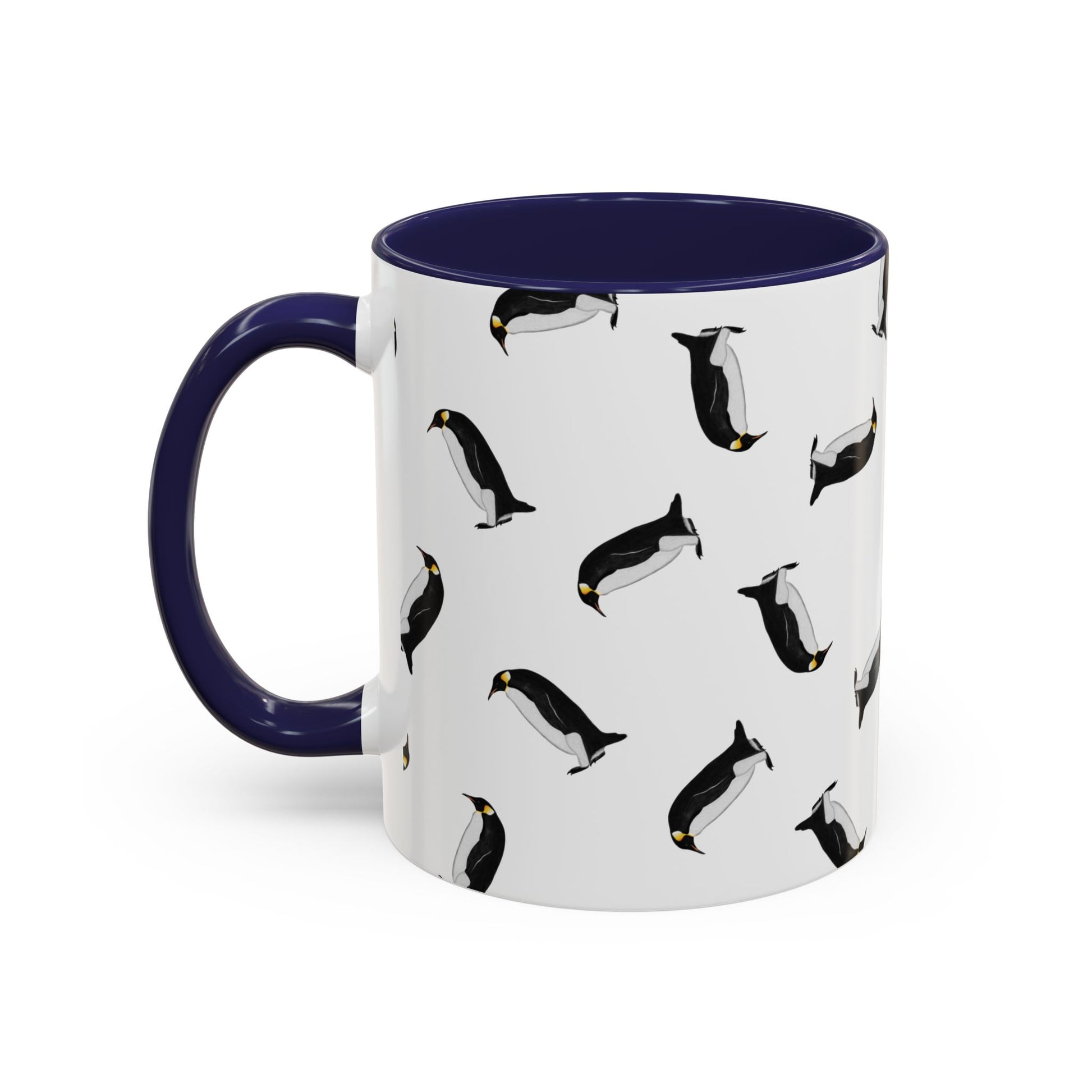 Pinguin Tasse mit Streumuster | Vogelmotiv Kaffeebecher für Vogelbeobachter & Naturfreunde – Accent Coffee Mug, Birds Design
