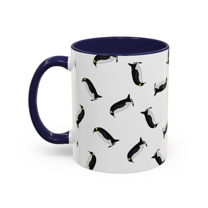 Pinguin Tasse mit Streumuster | Vogelmotiv Kaffeebecher für Vogelbeobachter & Naturfreunde – Accent Coffee Mug, Birds Design