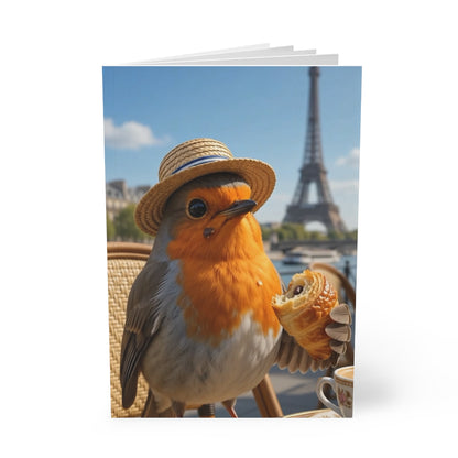 Rosi Rotkehlchen im Pariser Bistro Notizbuch A5 liniert für Vogelbeobachter und Gartenfreunde