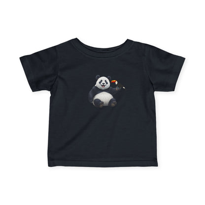 Panda mit Tukan Vogel Tiermotiv T-Shirt für Babys und Kleinkinder