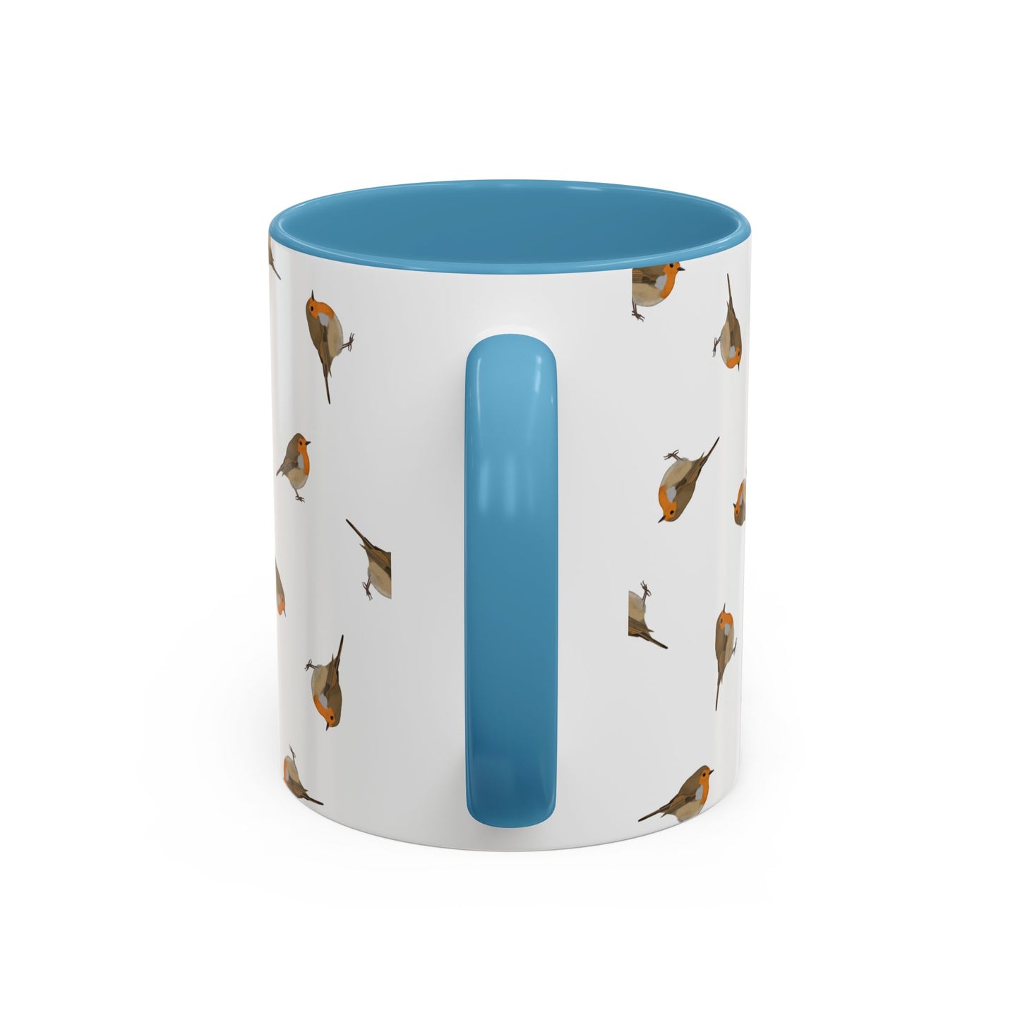 Rotkehlchen Tasse mit Streumuster | Vogelmotiv Kaffeebecher für Vogelbeobachter & Naturfreunde – Accent Coffee Mug,