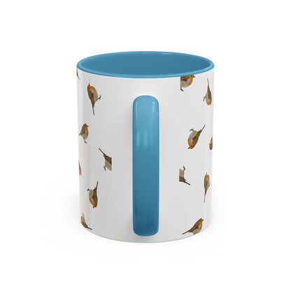 Rotkehlchen Tasse mit Streumuster | Vogelmotiv Kaffeebecher für Vogelbeobachter & Naturfreunde – Accent Coffee Mug,