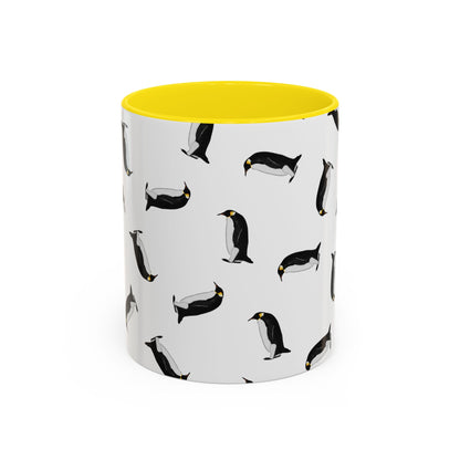 Pinguin Tasse mit Streumuster | Vogelmotiv Kaffeebecher für Vogelbeobachter & Naturfreunde – Accent Coffee Mug,