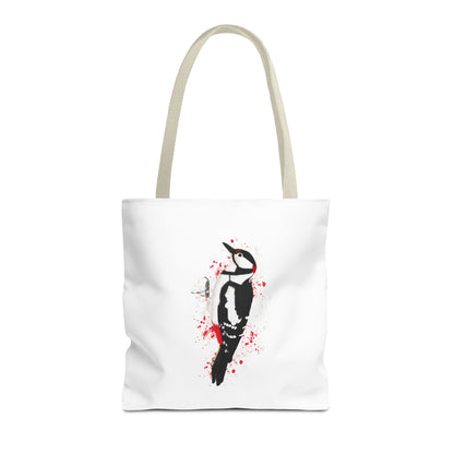 Buntspecht Tragetasche 40x40cm Vogel Tasche Weiß für Vogelbeobachter