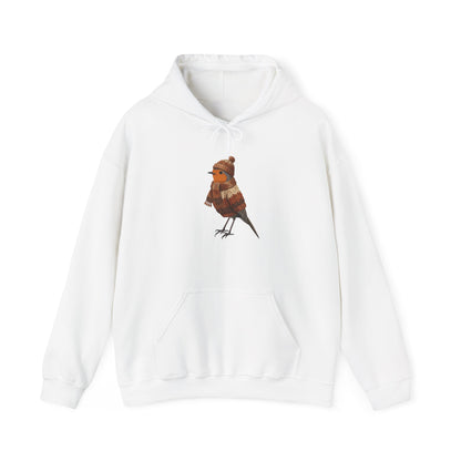 Rotkehlchen mit Strickpullover Hoodie - Vogel Kapuzenpullover für Vogelbeobachter & Naturliebhaber mit Vogelmotiv