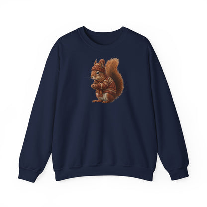 Eichhörnchen in Strick Weihnachts-Sweatshirt | Unisex Tiermotiv Sweater für Tierfreunde & Tierbeobachter