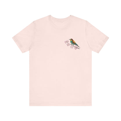 Bienenfresser T-Shirt mit Kirschblüten | Florales Vogelmotiv für Vogelfreunde