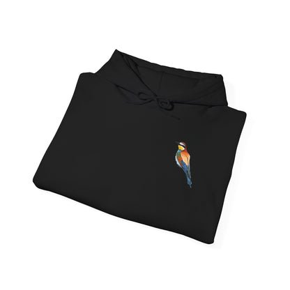 Bienenfresser Hoodie – Unisex Kapuzenpullover mit kleinem, gemaltem Vogelmotiv