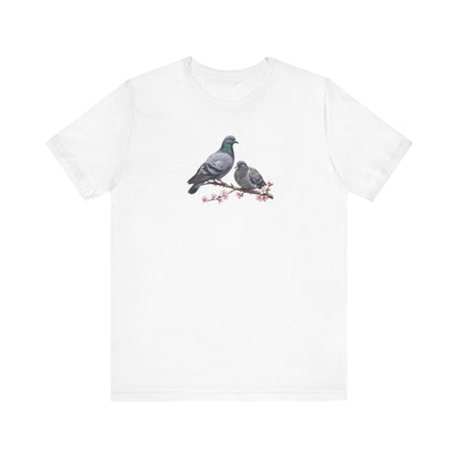 Taube & Jungvogel T-Shirt | Frühlingsblüten Vogelmotiv für Vogelbeobachter