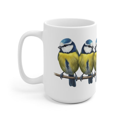 Blaumeisen Tasse Vögel auf einem Ast Vogelmotiv für Vogelbeobachter und Vogelfreunde