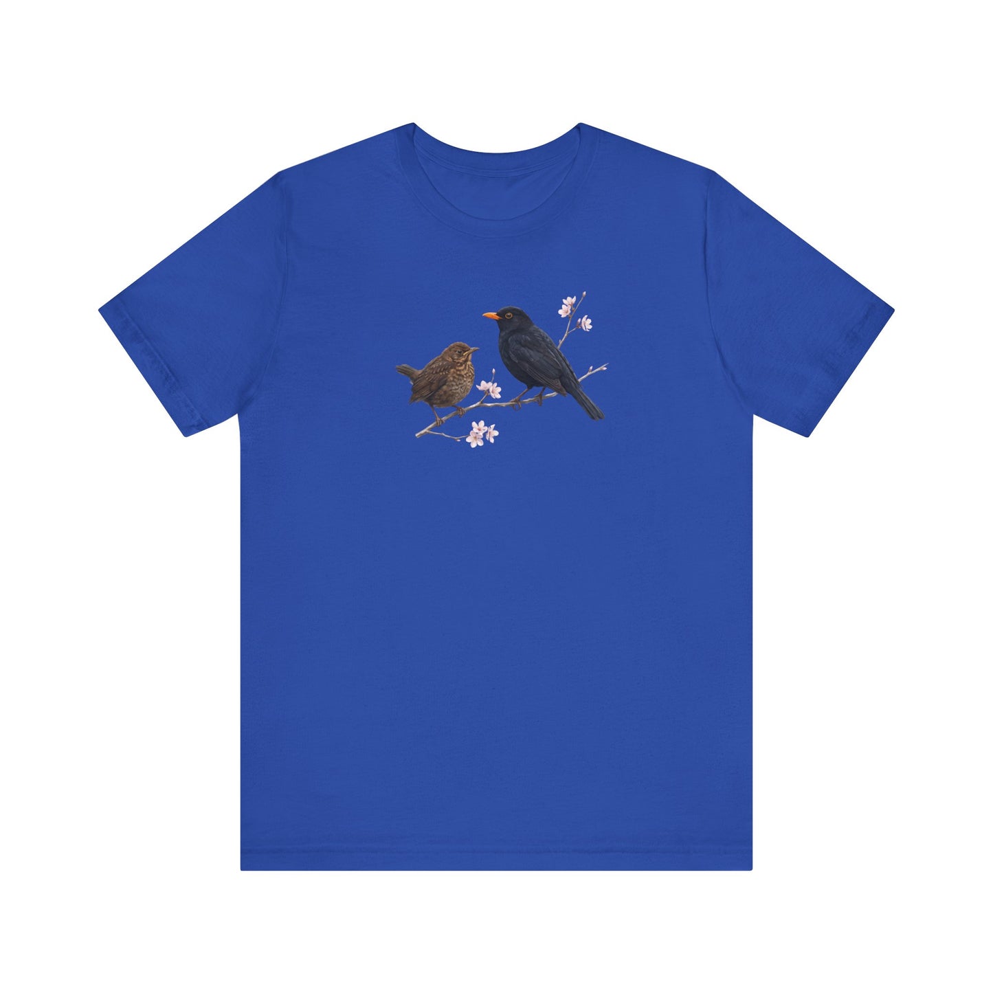 Amsel & Jungvogel T-Shirt | Frühlingsblüten Vogelmotiv für Vogelbeobachter