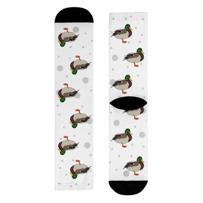 Enten Socken Vogelsocken Weiß mit Grauen Punkten