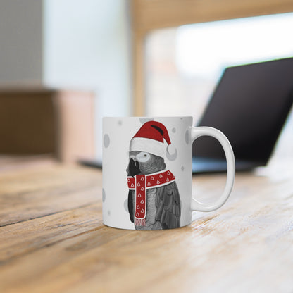 Graupapagei als Weihnachtsmann Vogel Tasse