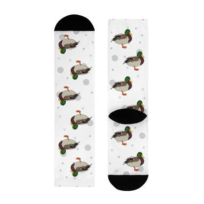 Enten Socken Vogelsocken Weiß mit Grauen Punkten