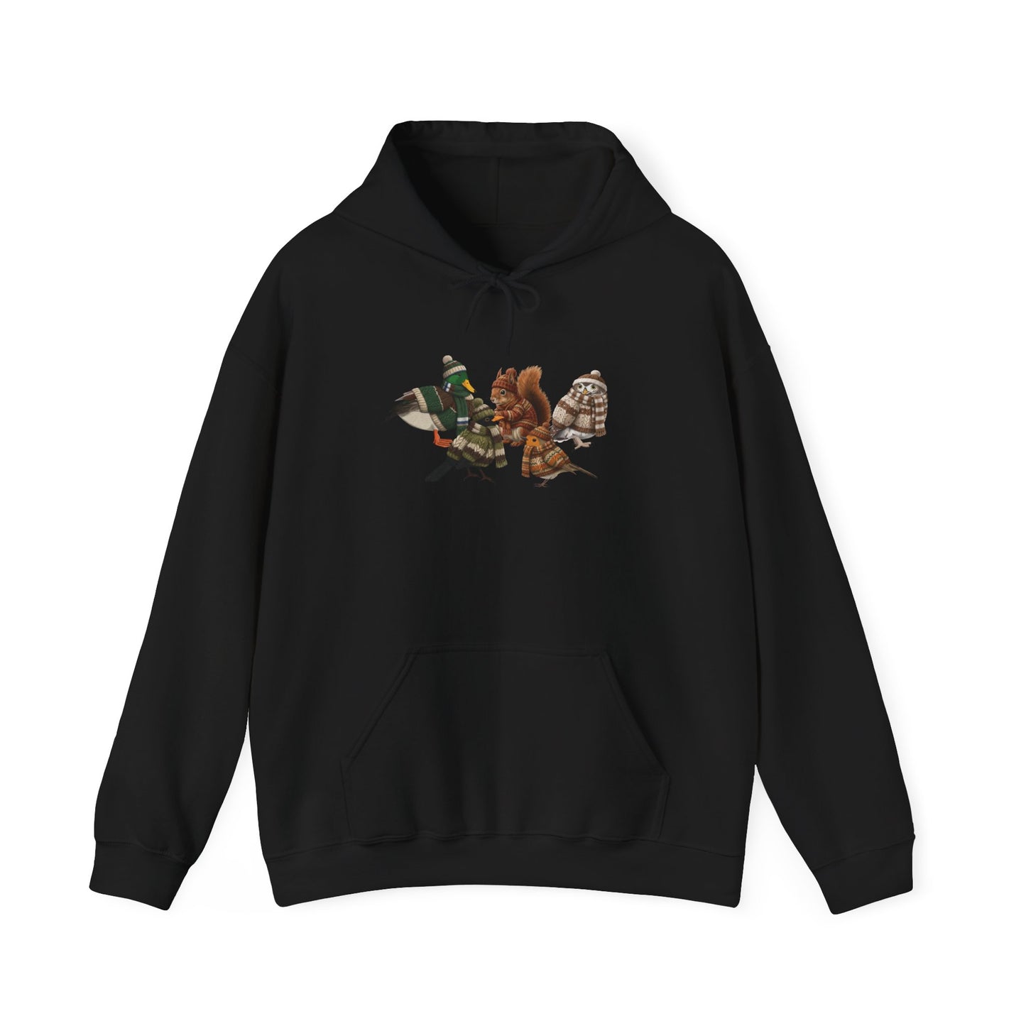 Lustiger Vogelmotiv Winter Hoodie: Die Tier-Gang im Strick-Outfit