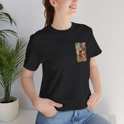 Rosi Rotkehlchen T-Shirt in der Hängematte für Vogelbeobachter und Gartenfreunde