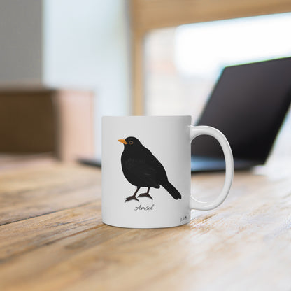 Amsel Vogel Tasse Weiß für Vogelbeobachter